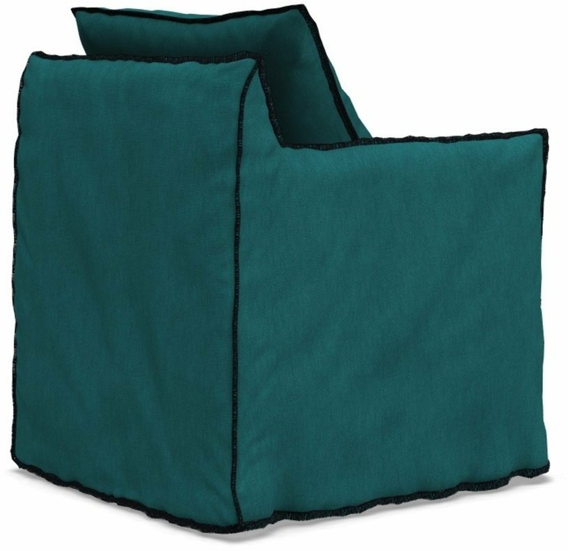 Fauteuil bleu caraïbes surpiqûres noires Ghost 05 - Gervasoni - The Cool Republic