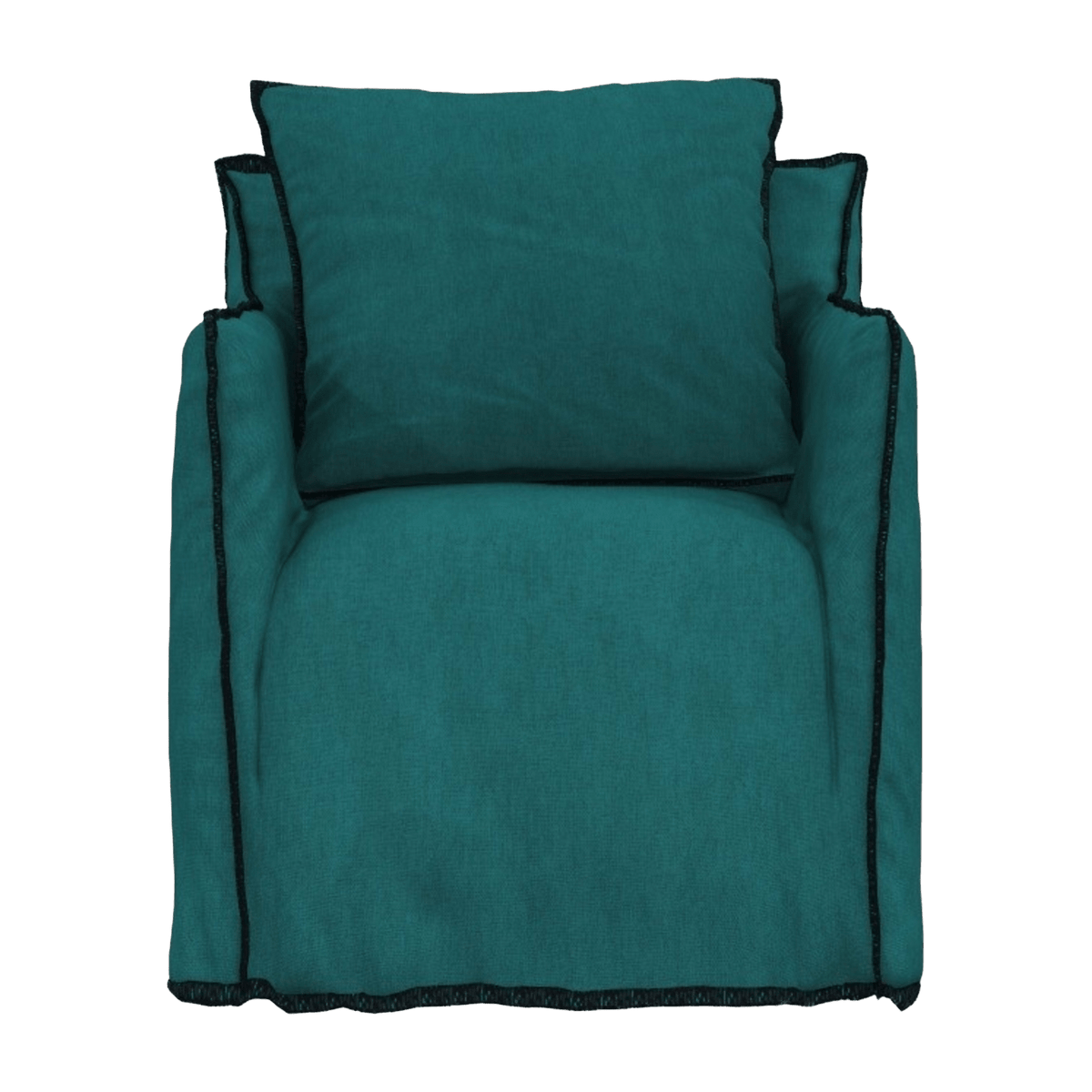 Fauteuil bleu caraïbes surpiqûres noires Ghost 05 - Gervasoni - The Cool Republic