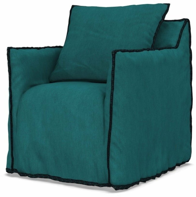 Fauteuil bleu caraïbes surpiqûres noires Ghost 05 - Gervasoni - The Cool Republic