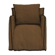 Fauteuil caramel surpiqûres noires Ghost 05 - Gervasoni - The Cool Republic