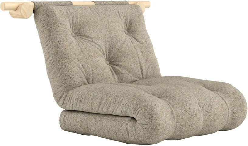 Fauteuil convertible en bois de pin 75x200cm avec matelas beige warm Hooked raw - Karup Design - The Cool Republic
