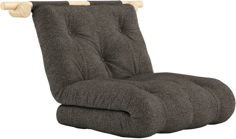Fauteuil convertible en pin 75x200cm avec son matelas marron mellow brown Hooked raw - Karup Design - The Cool Republic