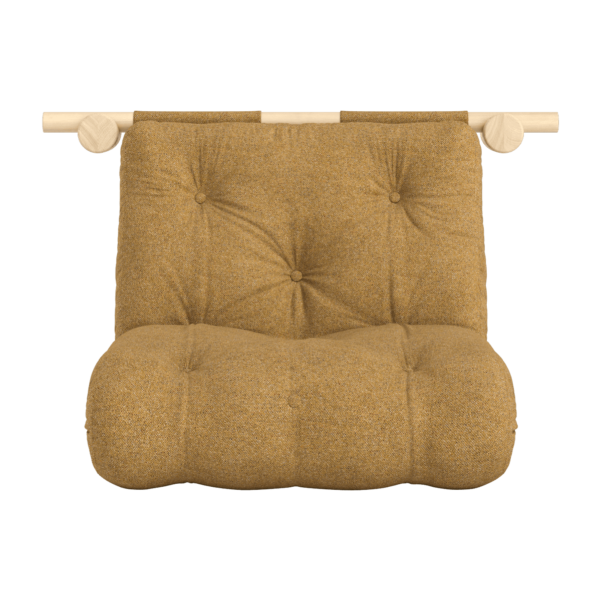 Fauteuil convertible en pin 75x200cm avec son matelas ocre golden ochre Hooked raw - Karup Design - The Cool Republic