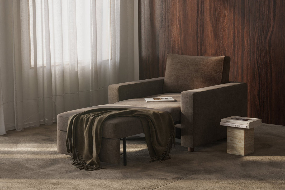 Fauteuil convertible en polyester recyclé blanc cassé 127x109x70cm Neah - Innovation Living - The Cool Republic