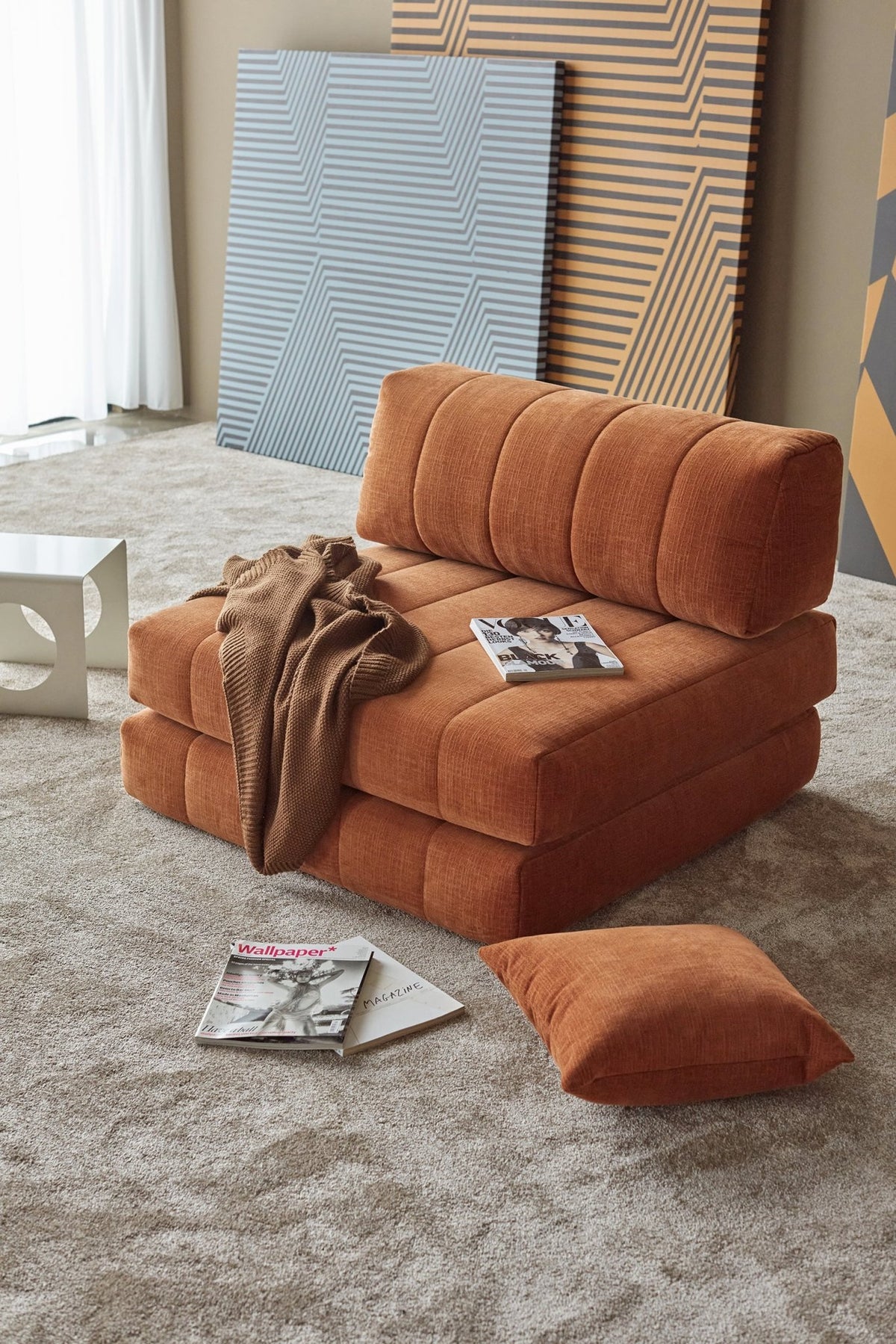 Fauteuil convertible en polyester recyclé ivoire 104x77cm Cozypad - Innovation living - The Cool Republic