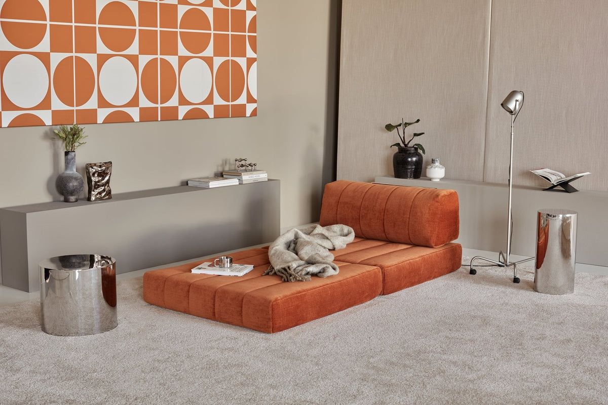 Fauteuil convertible en polyester recyclé orange 104x77cm Cozypad - Innovation living - The Cool Republic