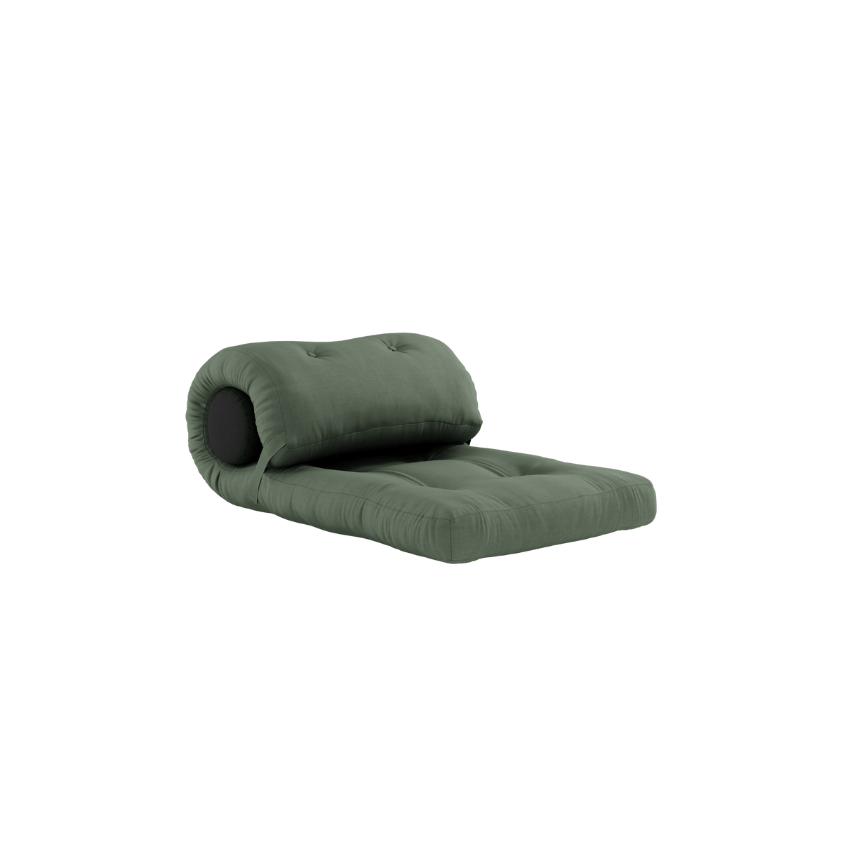 Fauteuil convertible vert olive avec coussin gris foncé 70x120x40cm Wrap - Karup Design - The Cool Republic
