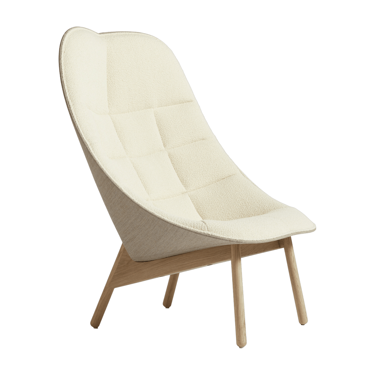 Fauteuil crème matelassé et chêne massif naturel Uchiwa - HAY - The Cool Republic