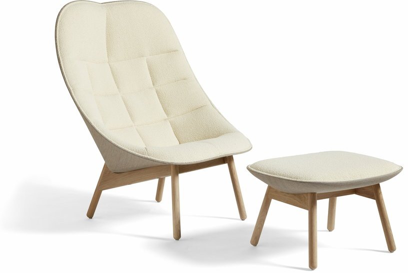 Fauteuil crème matelassé et chêne massif naturel Uchiwa - HAY - The Cool Republic