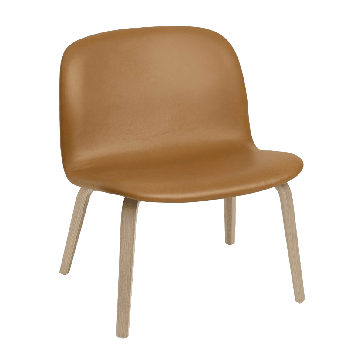 Fauteuil cuir cognac et bois laqué Visu - Muuto - The Cool Republic