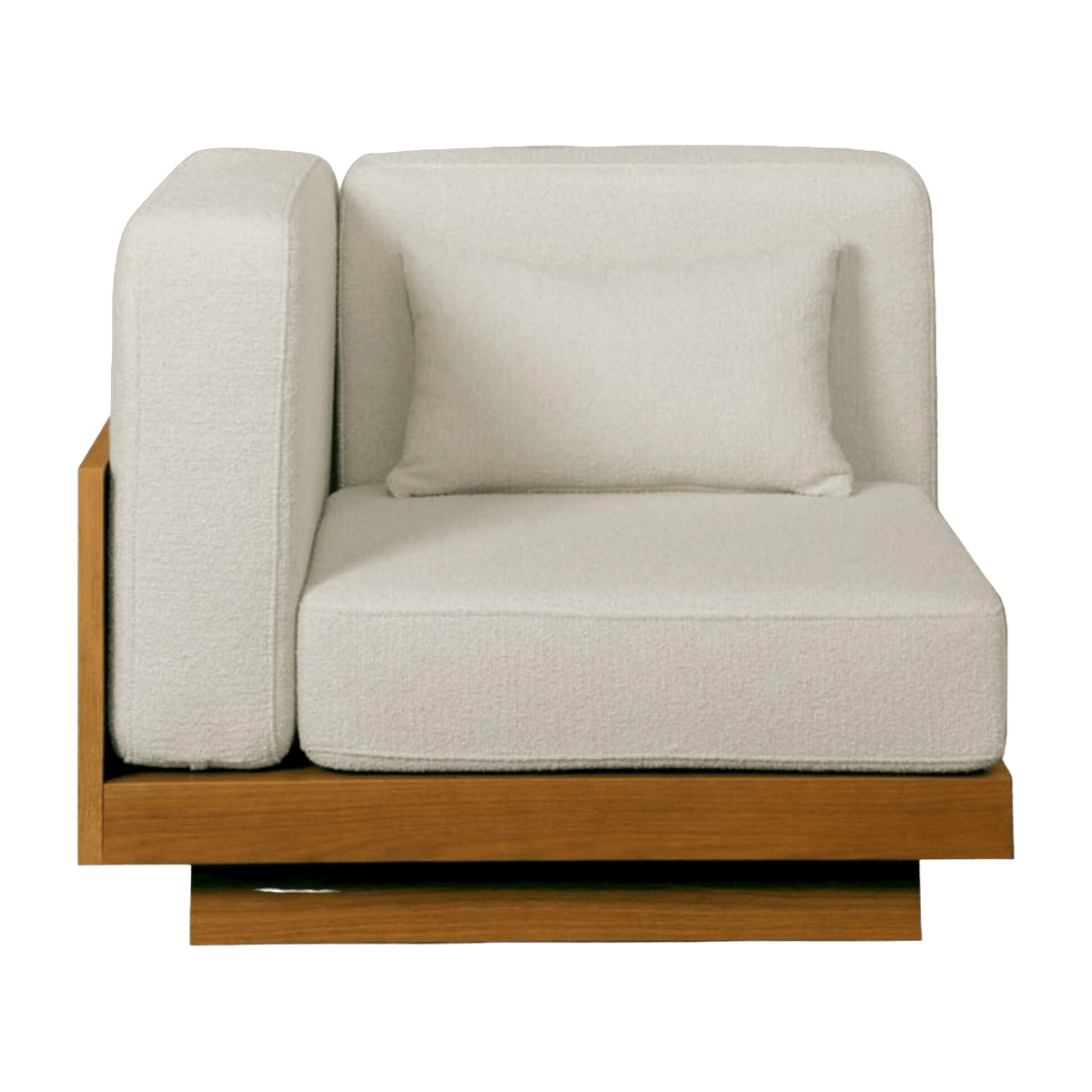 Outdoor armchair angle in Iroko and Cream Georges - Gabrielle Paris - The Cool Republic