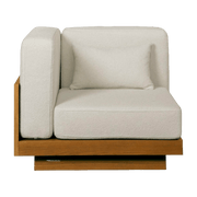 Fauteuil d'angle d'extérieur en Iroko et bouclette Crème Georges - Gabrielle Paris - The Cool Republic