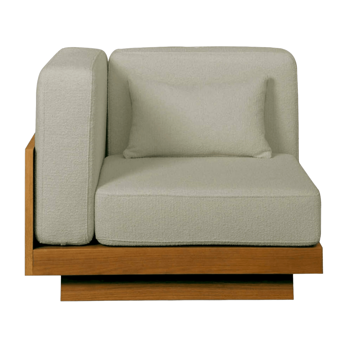 Armchair of angle in Iroko with natural covering Georges - Gabrielle Paris - The Cool Republic