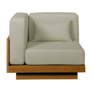 Fauteuil d'angle d'extérieur en Iroko et bouclette Naturel Georges - Gabrielle Paris - The Cool Republic