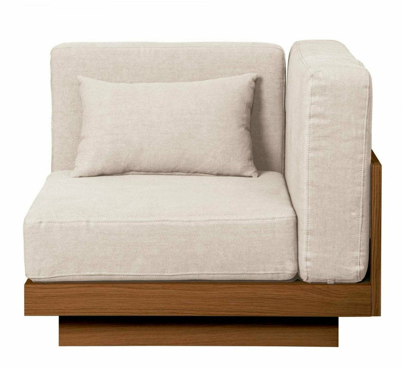 Fauteuil d'angle d'extérieur en Iroko et toile crème Georges - Gabrielle Paris - The Cool Republic