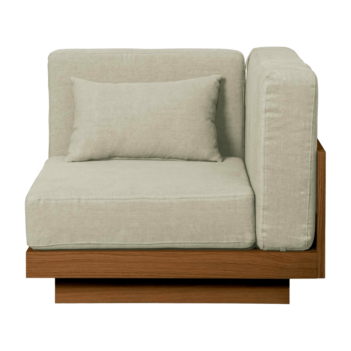 Outdoor armchair angle in Iroko and Natural fabric Georges - Gabrielle Paris - The Cool Republic