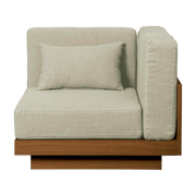 Fauteuil d'angle d'extérieur en Iroko et toile Naturel Georges - Gabrielle Paris - The Cool Republic