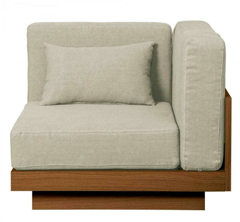 Fauteuil d'angle d'extérieur en Iroko et toile Naturel Georges - Gabrielle Paris - The Cool Republic