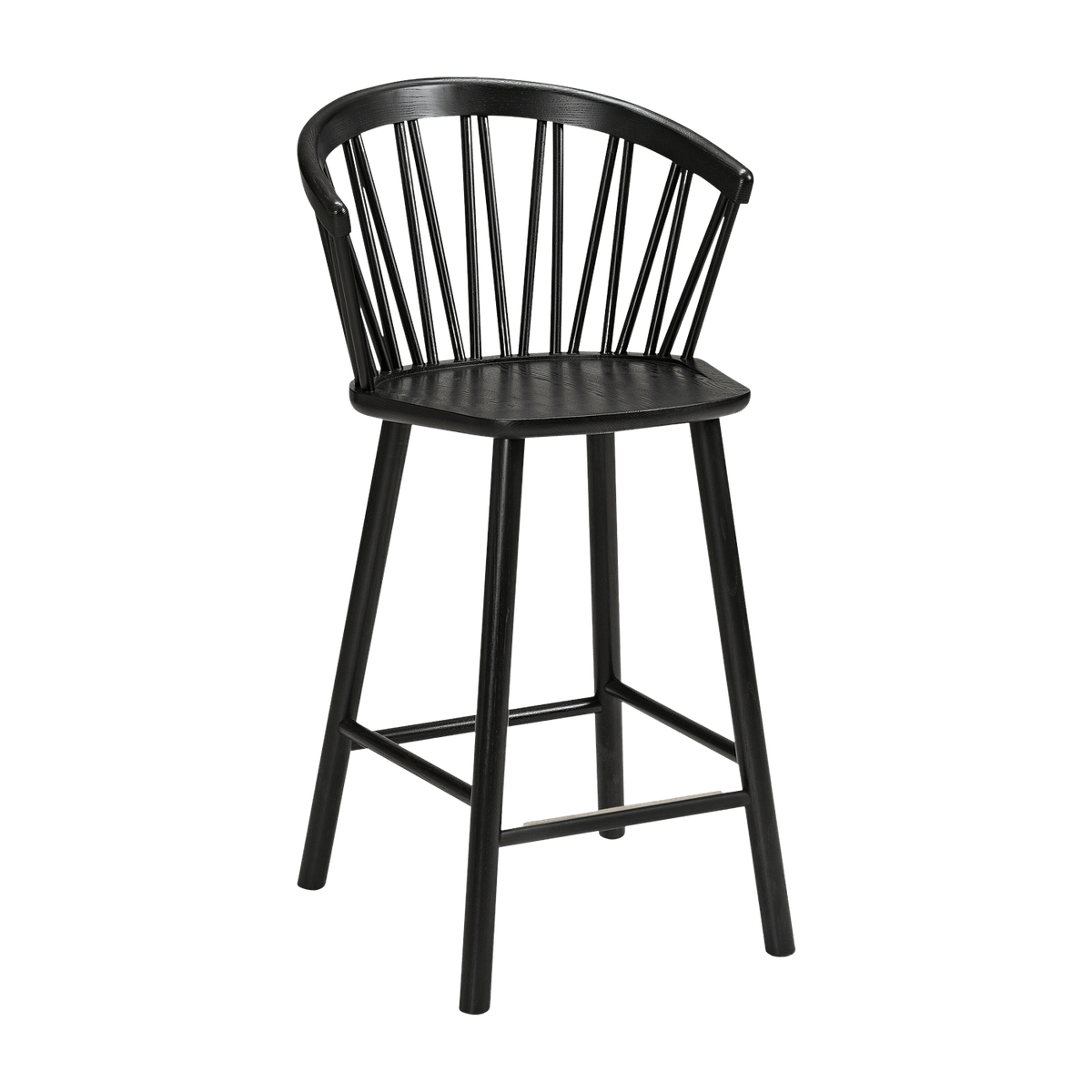 Fauteuil de bar en frêne noir 63 cm ZigZag - Hans K - The Cool Republic