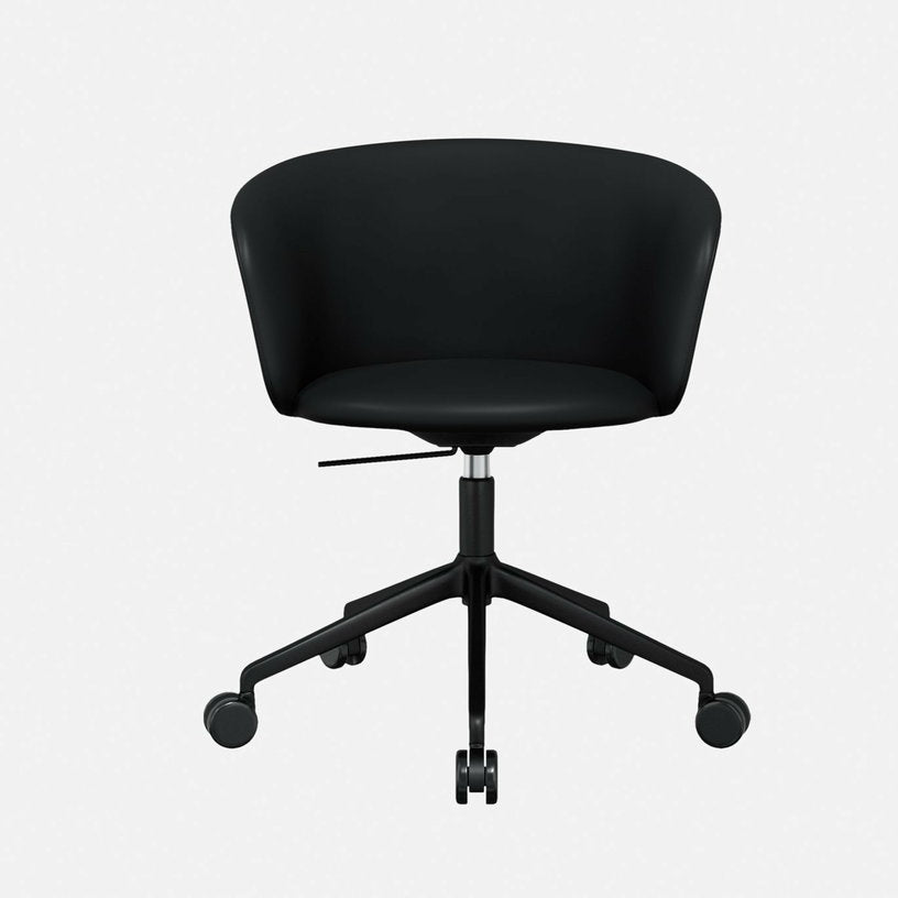 Fauteuil de bureau en cuir noir et piètement noir à roulettes Kendo - Hem - The Cool Republic