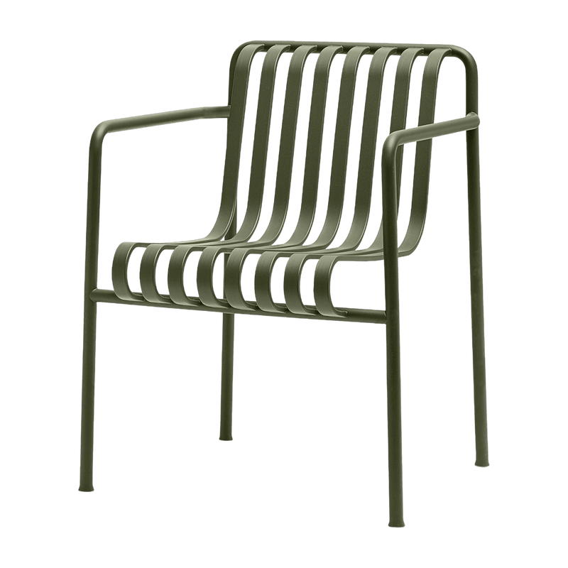 Fauteuil de jardin avec accoudoir en métal olive Palissade - HAY - The Cool Republic