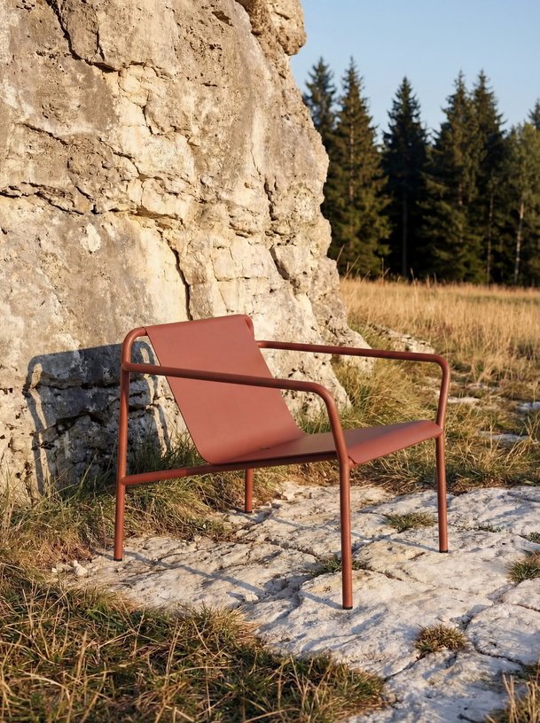 Fauteuil de jardin en acier thermolaqué inoxydable rouge brique 78x67cm Panorama - TIPTOE - The Cool Republic
