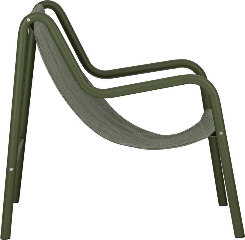 Fauteuil de jardin en acier vert forêt et tissu oléfine Nokk - noo.ma - The Cool Republic