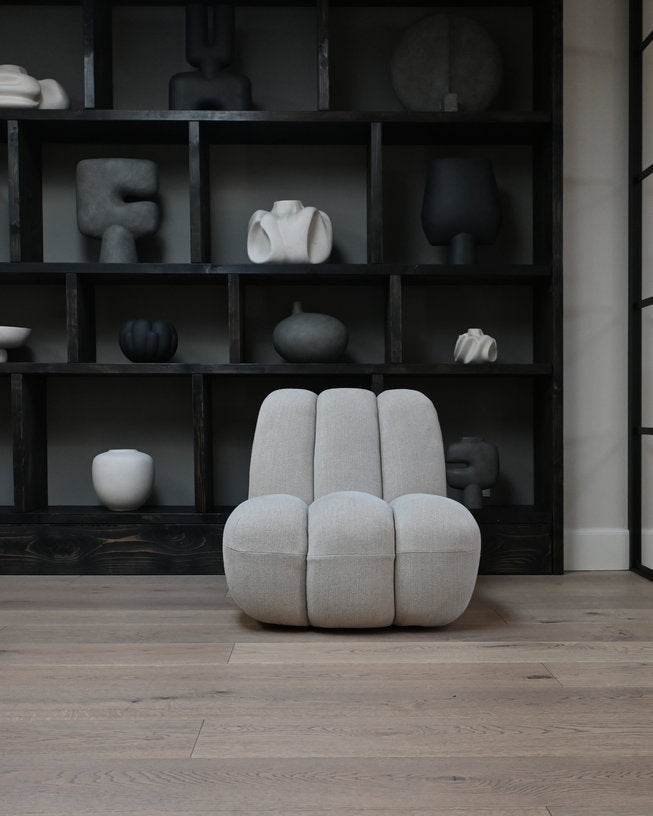 Fauteuil design en tissu lin beige Toe - 101 COPENHAGEN - The Cool Republic