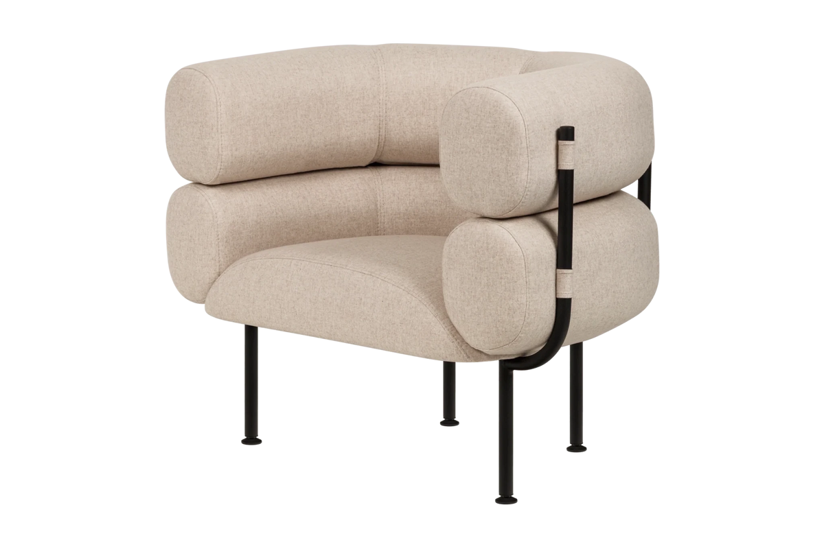 Fauteuil en acier et laine bouclé beige 71,2cm Ubi Mini - noo.ma - The Cool Republic