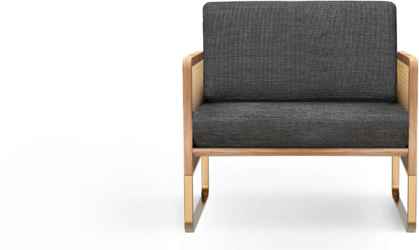 Fauteuil en bois naturel et tissu anthracite Cannage - RED Edition - The Cool Republic