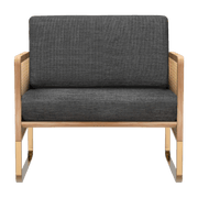 Fauteuil en bois naturel et tissu anthracite Cannage - RED Edition - The Cool Republic