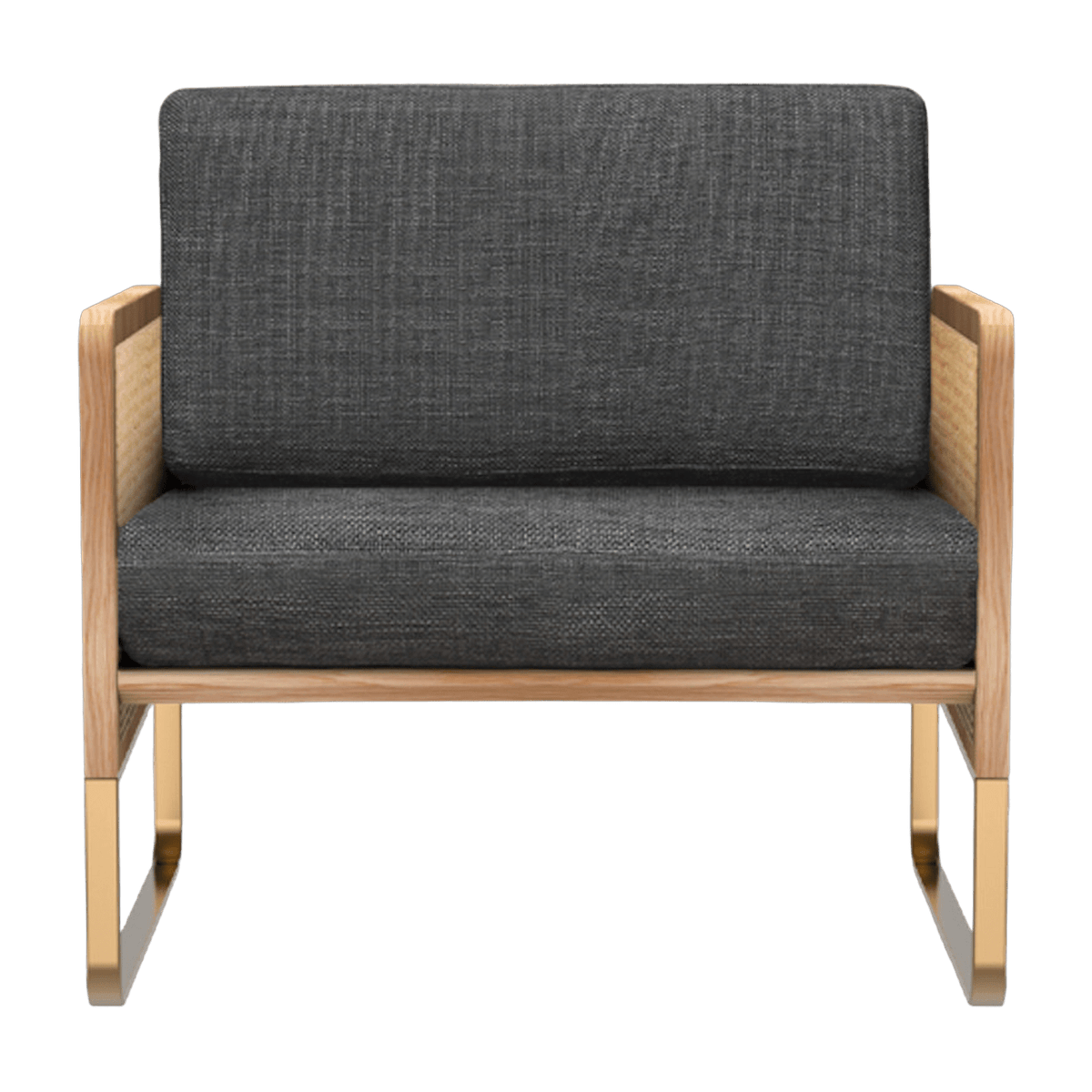 Fauteuil en bois naturel et tissu anthracite Cannage - RED Edition - The Cool Republic