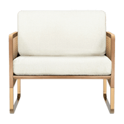 Fauteuil en bois naturel et tissu bouclé blanc Cannage - RED Edition - The Cool Republic