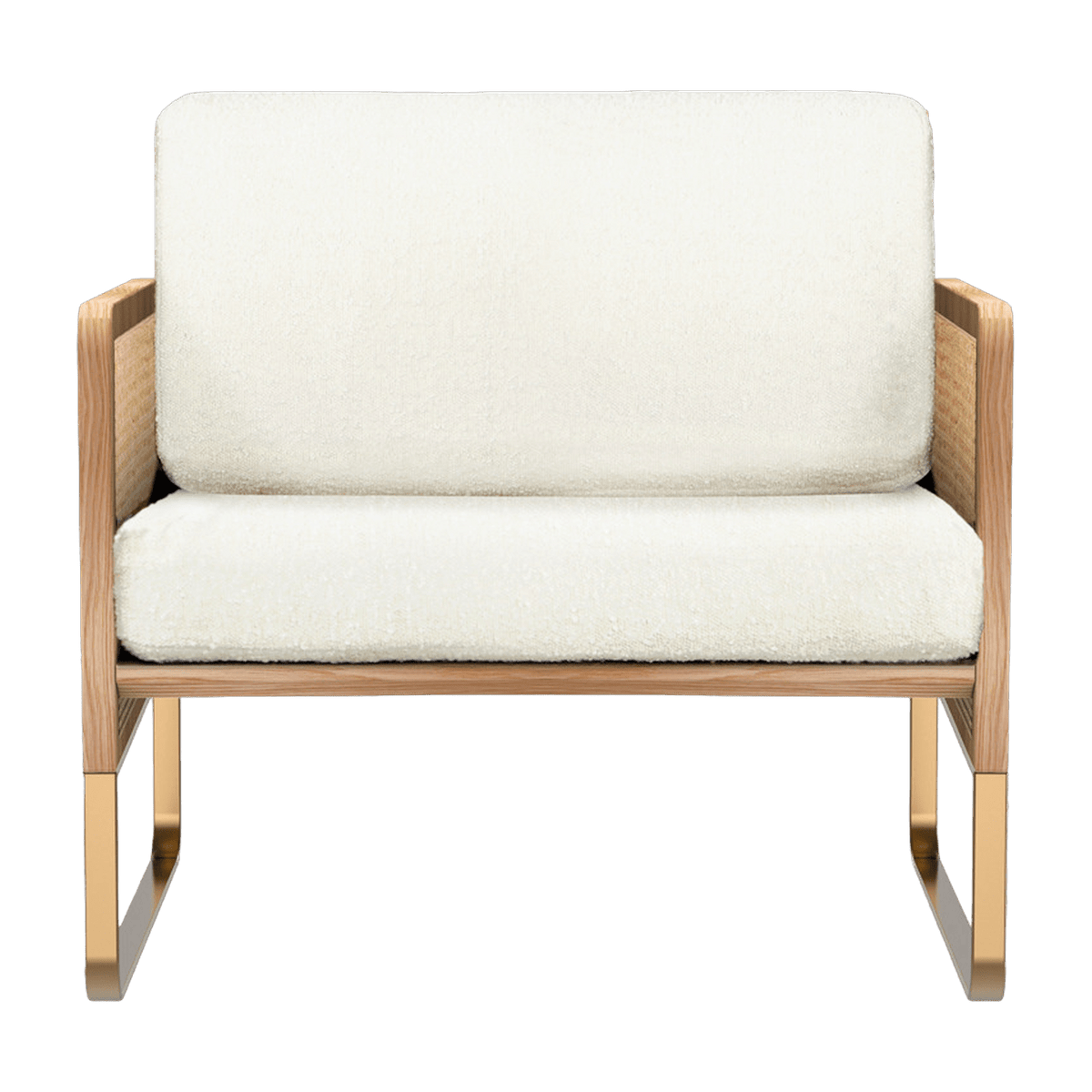 Fauteuil en bois naturel et tissu bouclé blanc Cannage - RED Edition - The Cool Republic