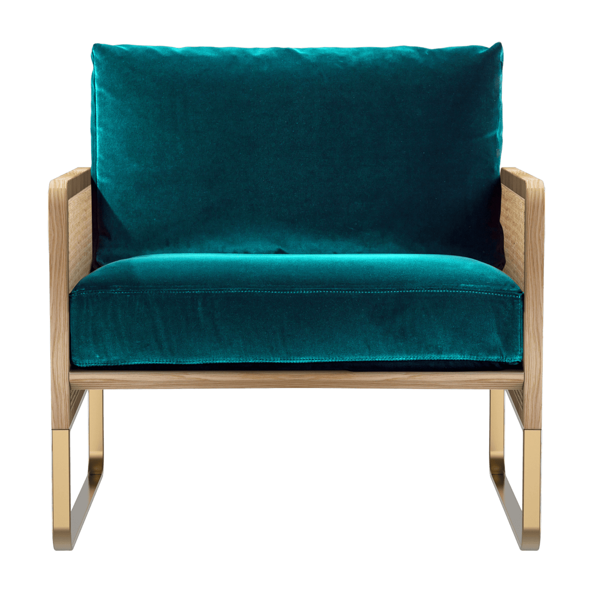 Fauteuil en bois naturel et velours bleu canard Cannage - RED Edition - The Cool Republic