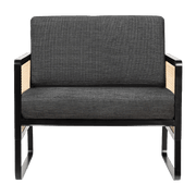 Fauteuil en bois noir et tissu anthracite Cannage - RED Edition - The Cool Republic