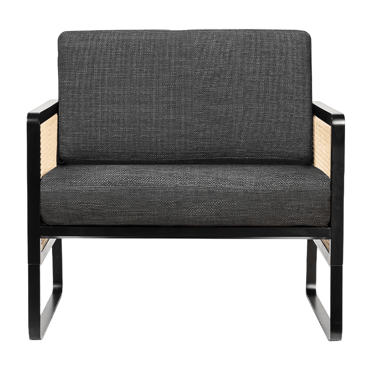 Fauteuil en bois noir et tissu anthracite Cannage - RED Edition - The Cool Republic