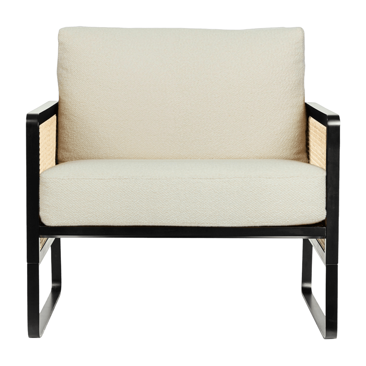 Fauteuil en bois noir et tissu beige Cannage - RED Edition - The Cool Republic