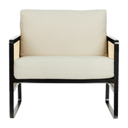 Fauteuil en bois noir et tissu beige Cannage - RED Edition - The Cool Republic
