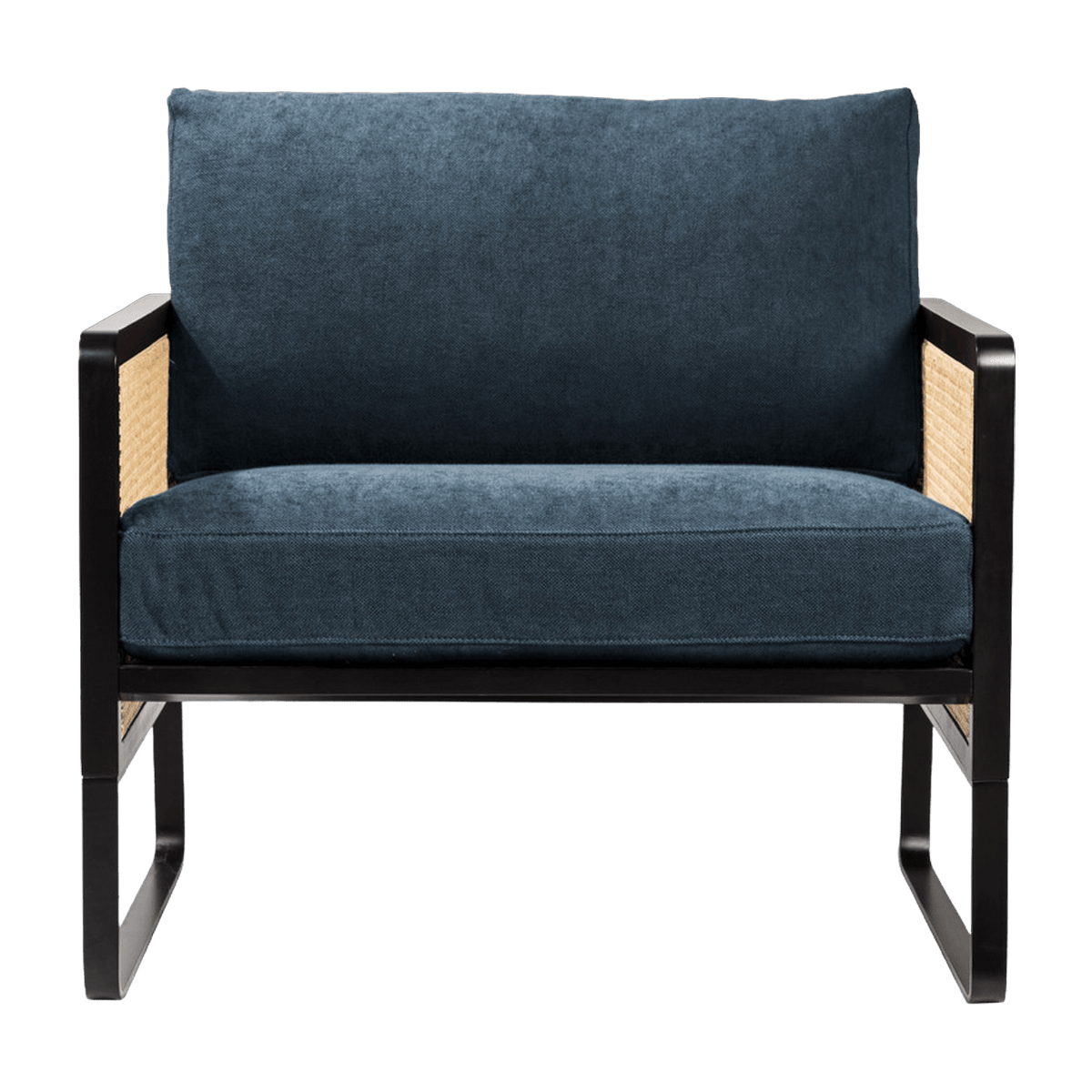 Fauteuil en bois noir et tissu bleu orage Cannage - RED Edition - The Cool Republic
