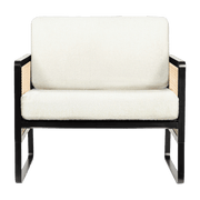 Fauteuil en bois noir et tissu bouclé blanc Cannage - RED Edition - The Cool Republic