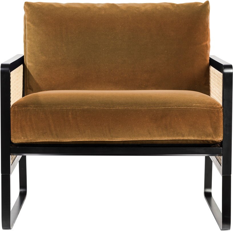Fauteuil en bois noir et tissu velours orange honey Cannage - RED Edition - The Cool Republic