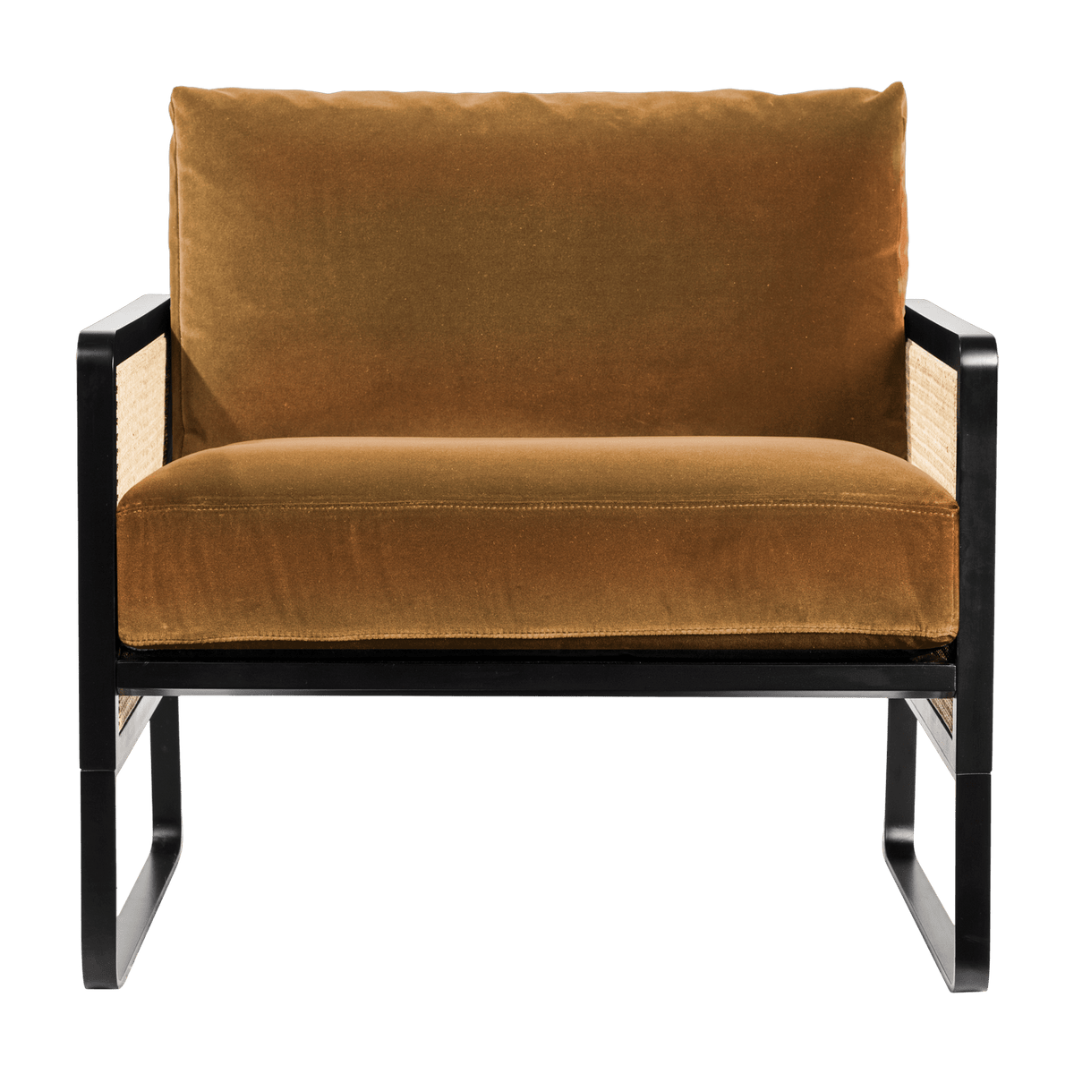 Fauteuil en bois noir et tissu velours orange honey Cannage - RED Edition - The Cool Republic