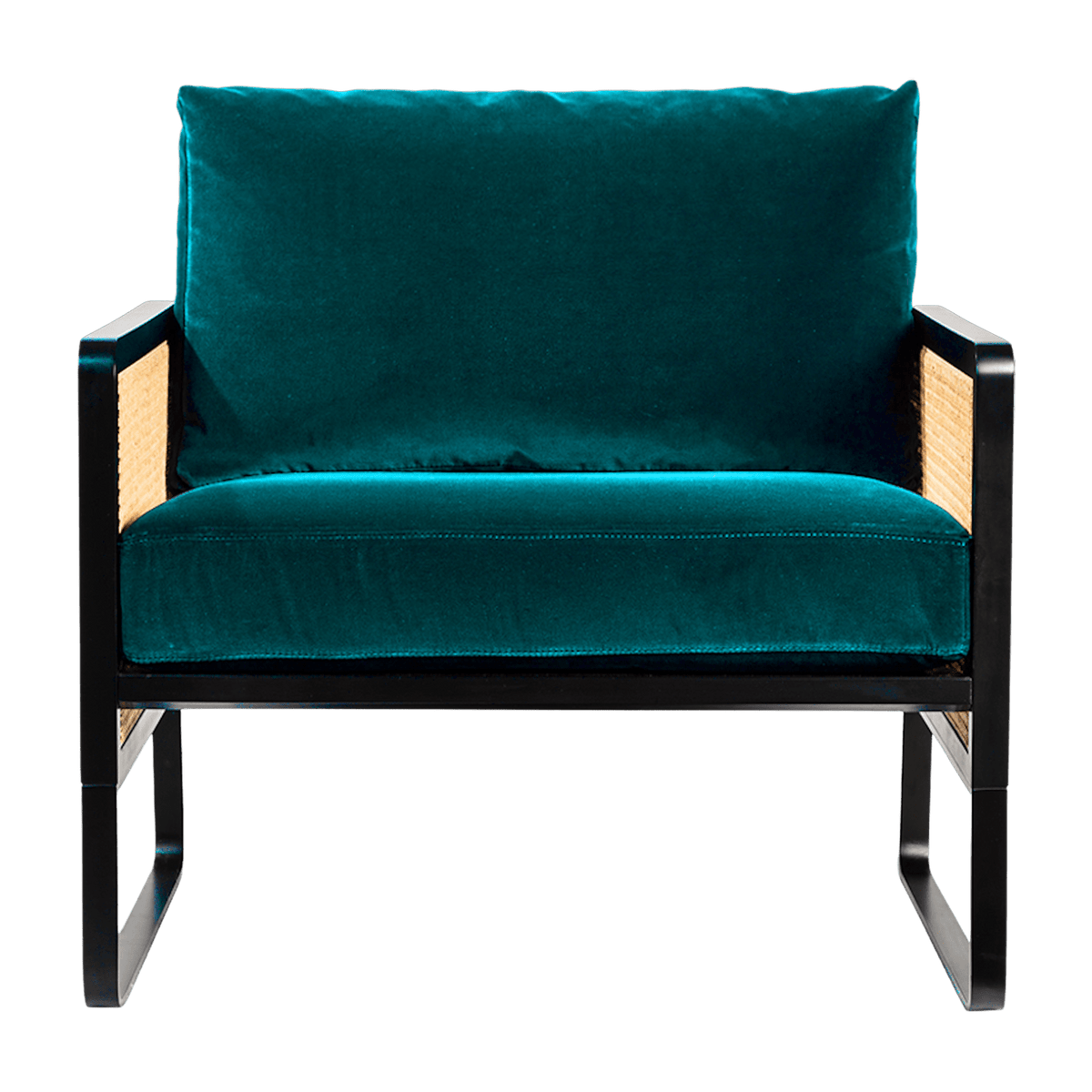 Fauteuil en bois noir et velours bleu canard Cannage - RED Edition - The Cool Republic