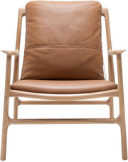 Fauteuil en chêne et cuir nature Dedo easy chair - Gazzda - The Cool Republic