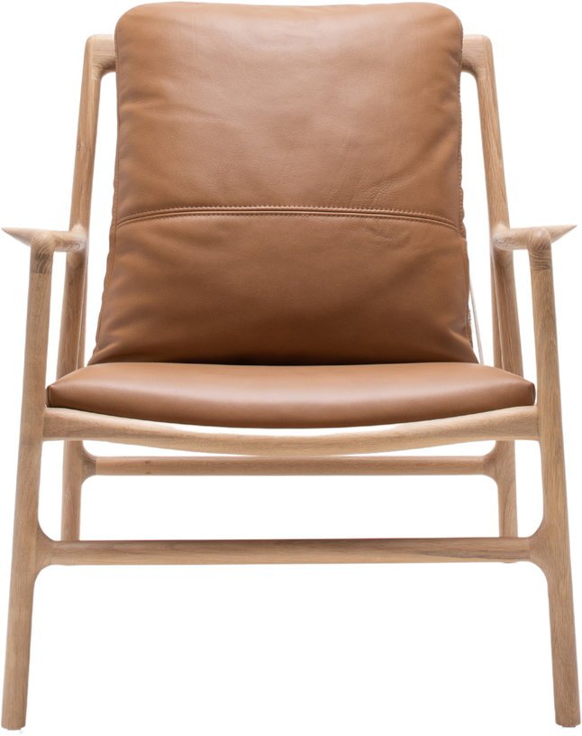 Fauteuil en chêne et cuir nature Dedo easy chair - Gazzda - The Cool Republic