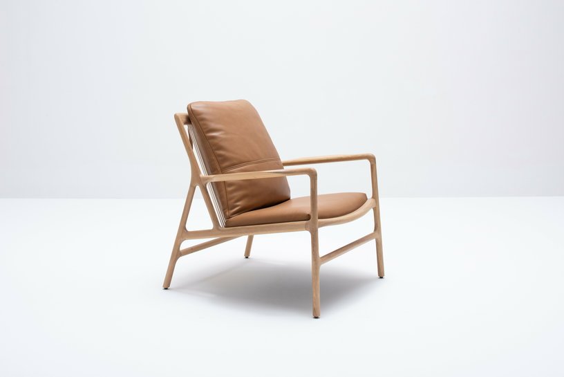 Fauteuil en chêne et cuir nature Dedo easy chair - Gazzda - The Cool Republic