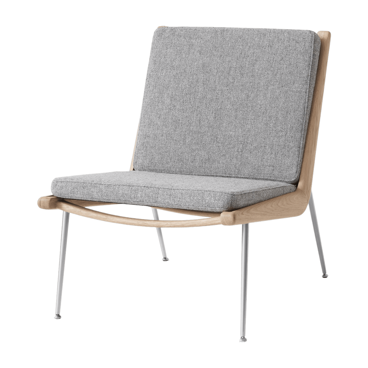 Oak and fabric armchair Hallingdal 130 with steel base Boomerang HM1 - &tradition - The Cool Republic