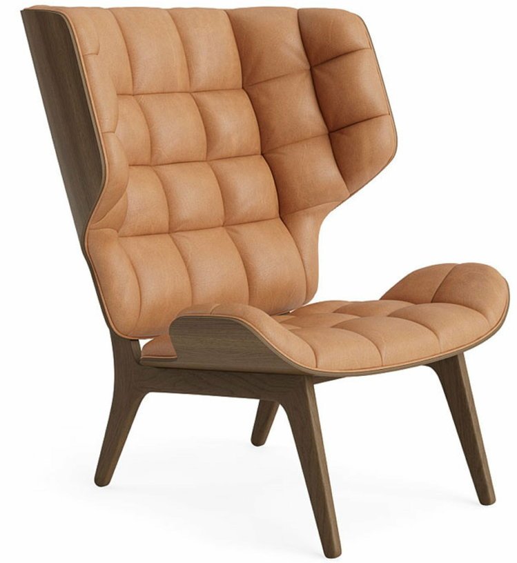 Fauteuil en chêne fumé clair et rembourrage en cuir camel Mammoth - NORR11 - The Cool Republic
