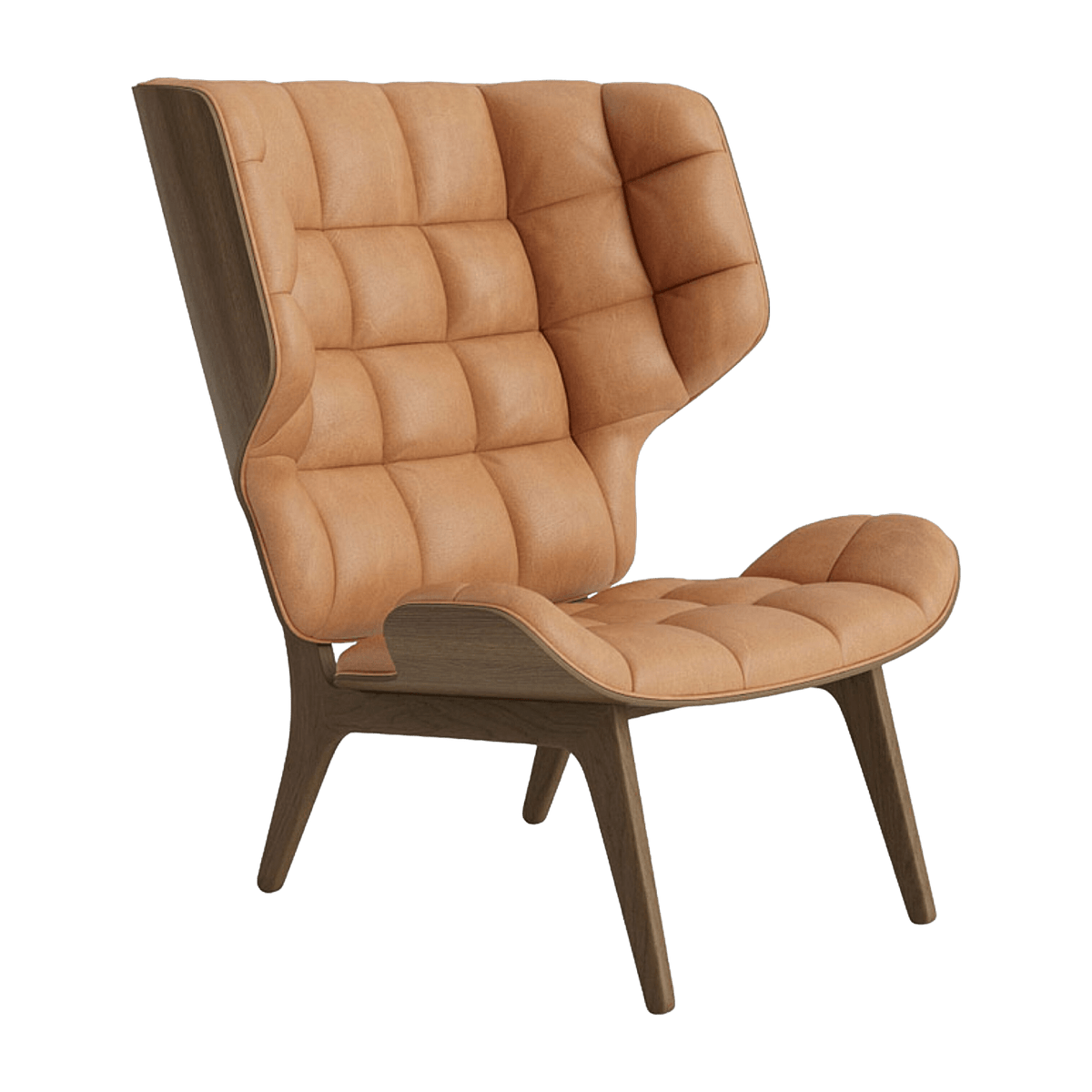 Chair in light smoked oak and camel leather upholstery Mammoth - NORR11 - The Cool Republic